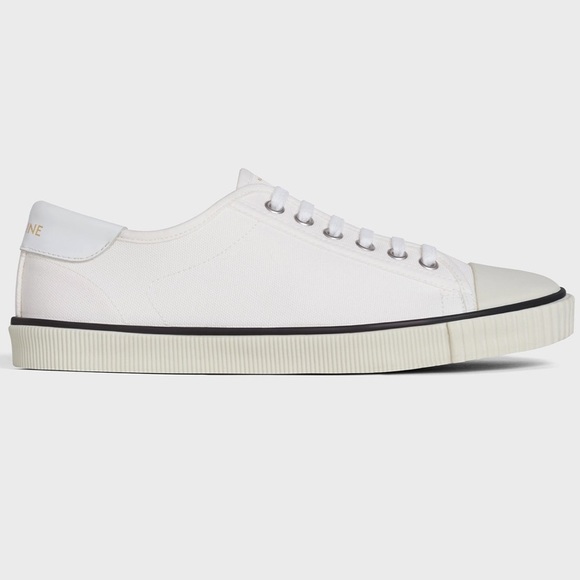 CELINE Blank Low Lace Up Canvas Sneakers Off White size 35 - Picture 3 of 16